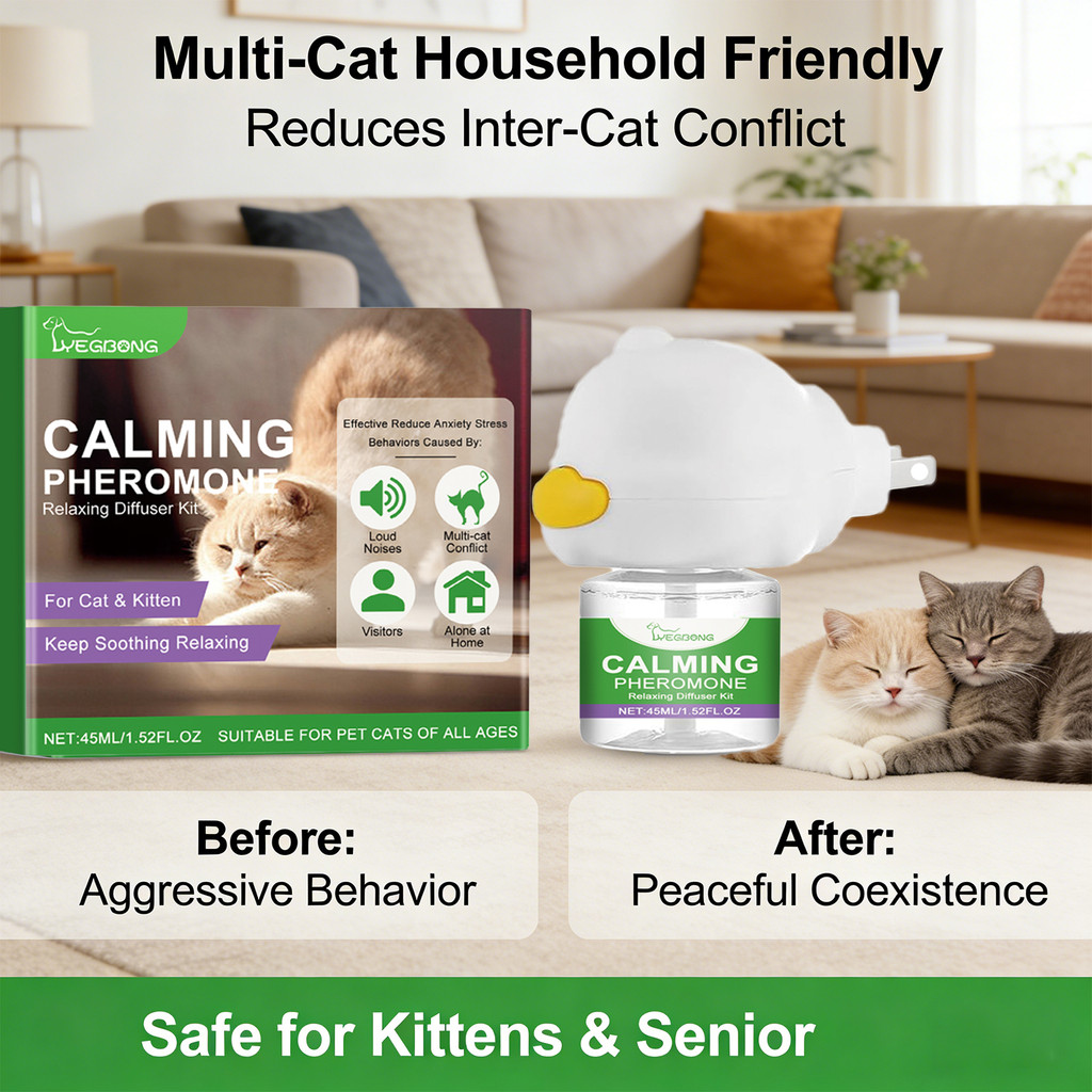 Cat Calming Pheromone Diffuser Effectively Relieving Anxiety Relaxing Long-Lasting Sedative Gentle P