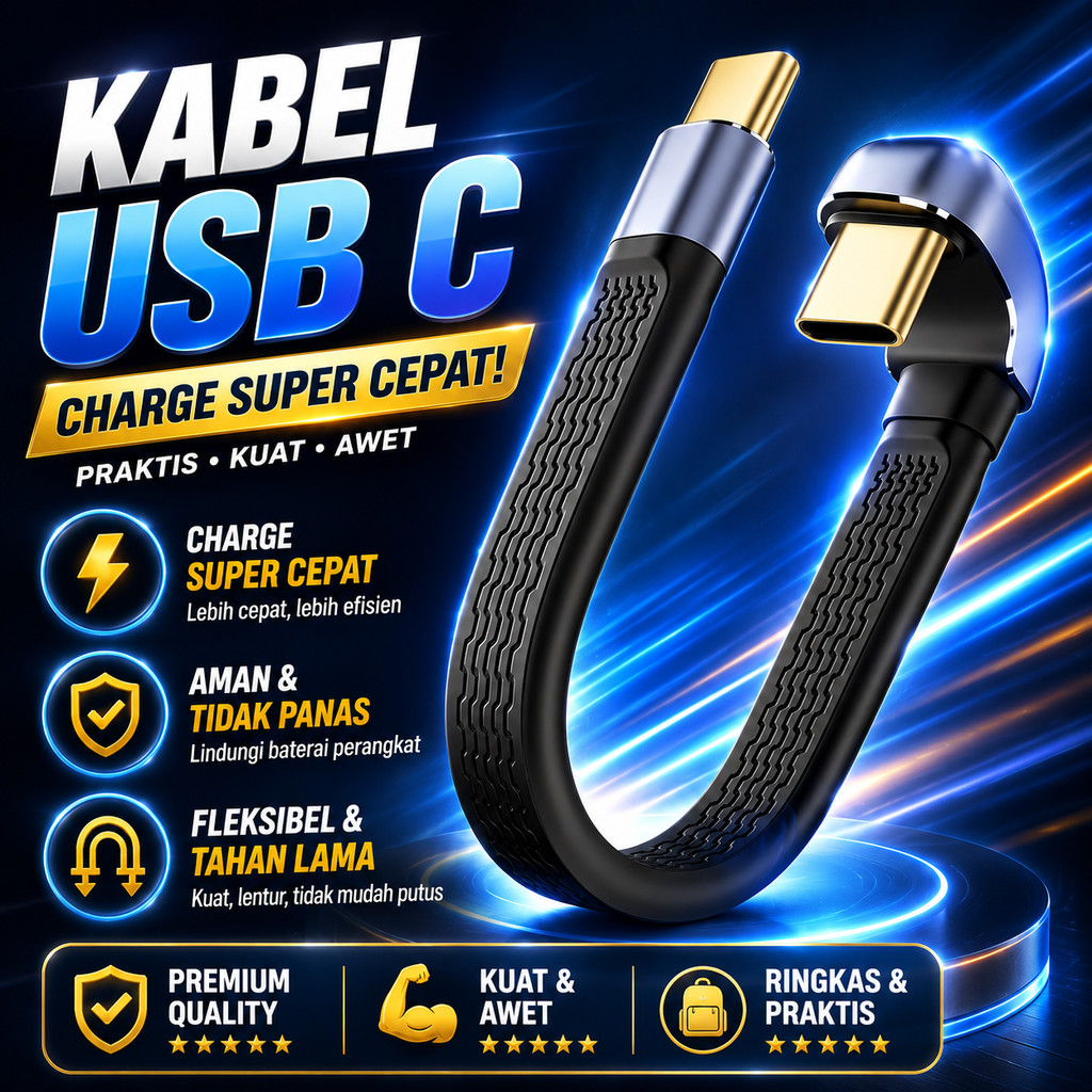 Kabel Data Usb Type C To Type C U-Type Fpc Flexible 40gbps 240w 8k 60hz Murah Bagus Awet Kuat Bahan 