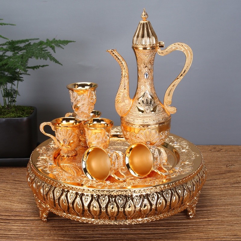 Teko Arab Aladin Set 7 Gold Warna Emas Ornament Set Gelas Anggur Kendi