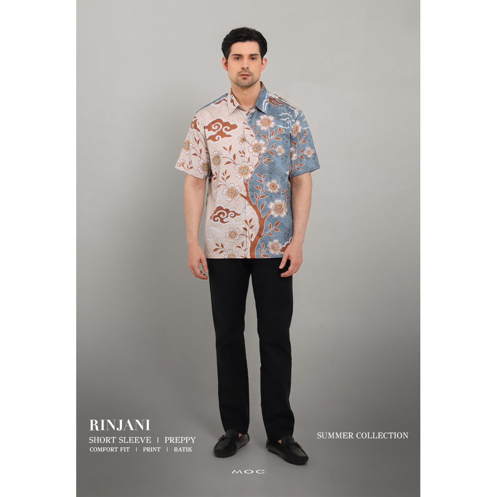 MOC - Kemeja Batik Pria Lengan Pendek Rinjani - Beige