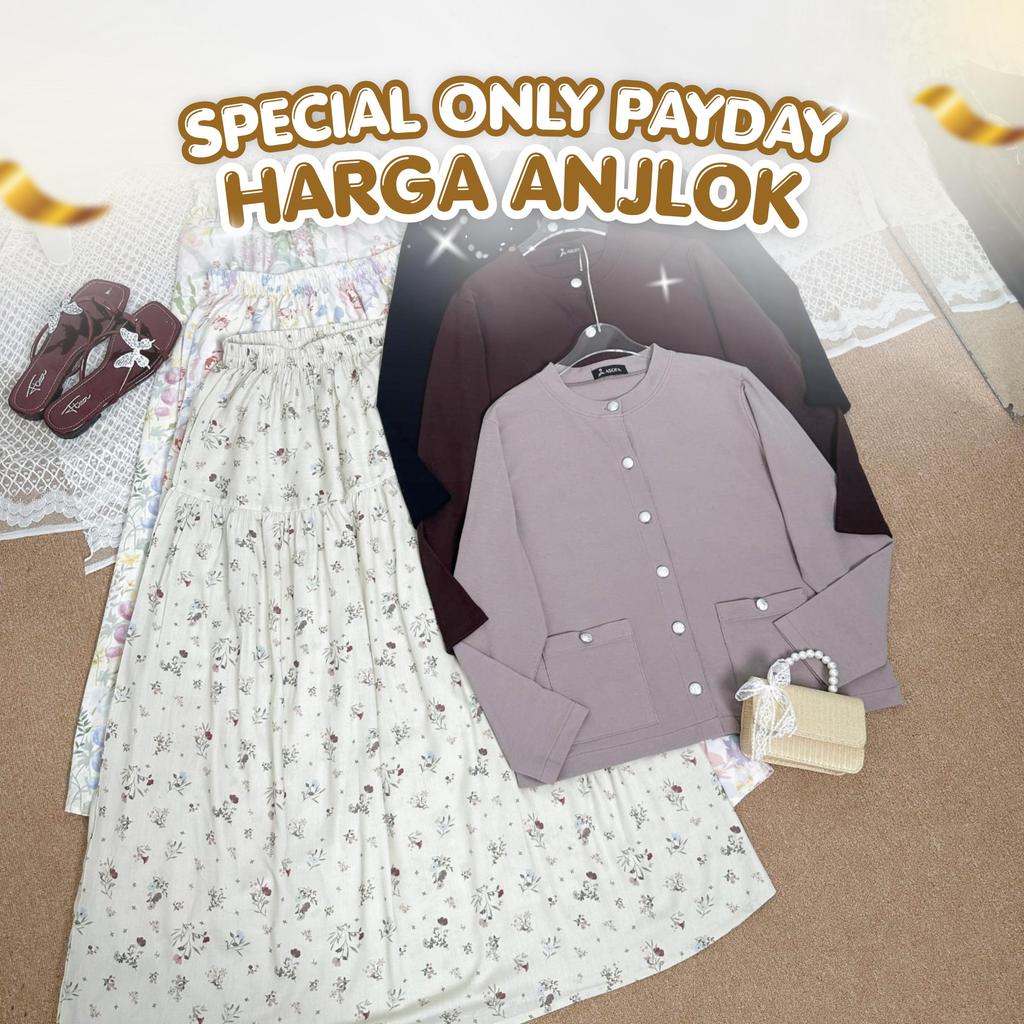 Asofa Diva One Or Set Blouse Aksen Kantong Mix Rok Mayung