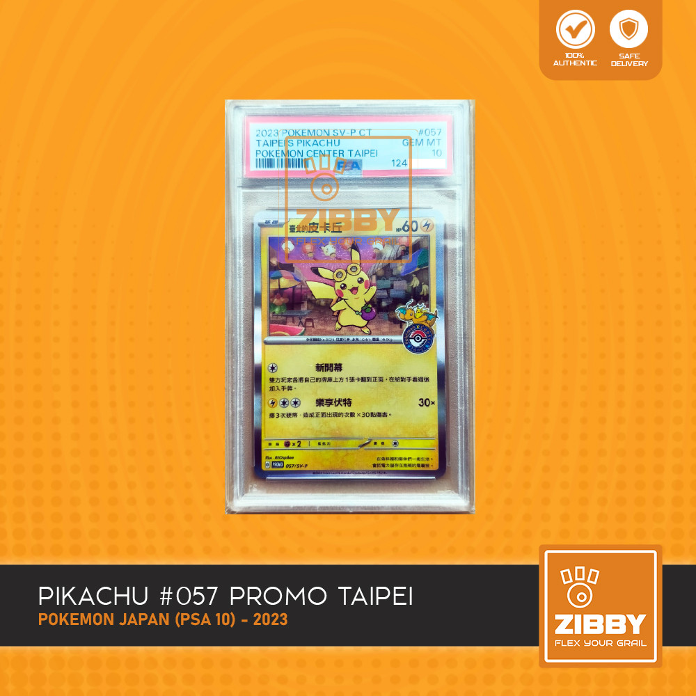 POKEMON Pikachu #057 Taipei Pokemon Center Promo 2023 JPN Jepang PSA 10 TCG Kartu Card Graded