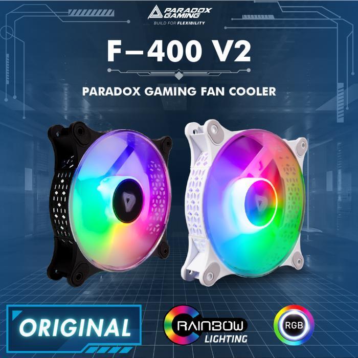 PARADOX GAMING HYPERSONIC FAN 12CM F400 RAINBOW LED - White V2