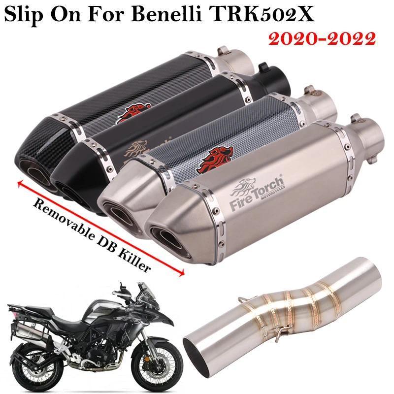 Slip On For Benelli TRK502X TRK 502X 2020  2022 Motorcycle Escape Exhaust Mofy Tube With Middle Link