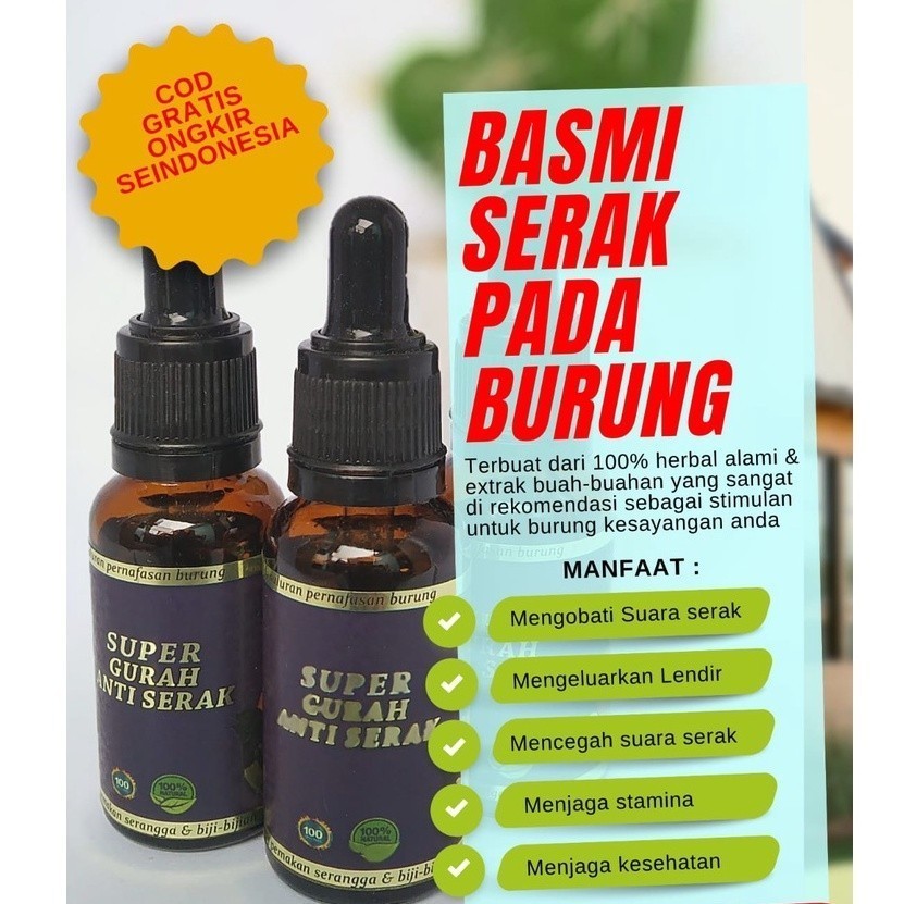obat burung serak super gurah anti serak untuk murai kacer jalak kenari semua burung