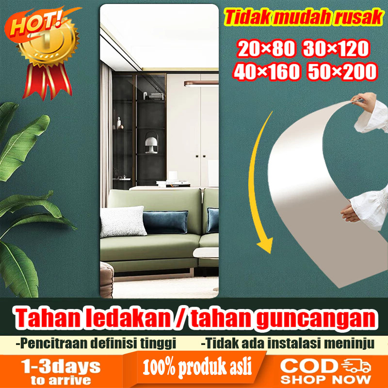 200*50CM Definisi tinggi tidak akan putus Cermin dinding Cermin tempel dinding Kacamata stiker Kaca 