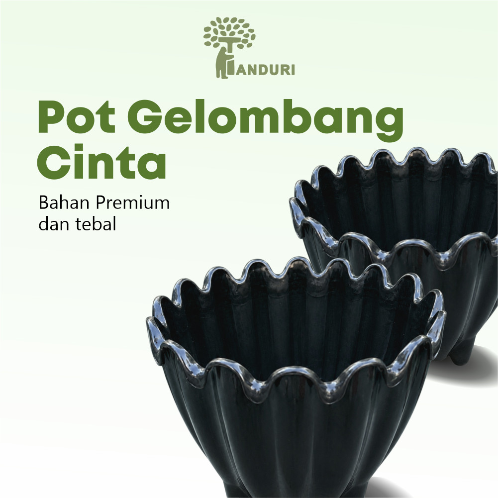 TANDURI - Pot Tanaman Gelombang Cinta 06 Bahan Plastik Tebal dan Kuat Pot Tanaman Hias Bergelombang