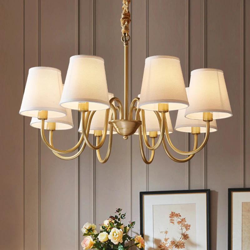 Lampu Gantung Tembaga Mewah Chandelier Modern Luxury / Lampu Plafon Kain Retro Klasik Ruang Tamu Kam