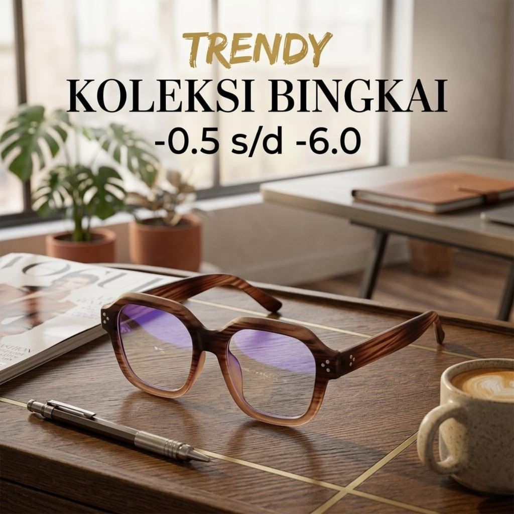 Kacamata Minus -1 Sampai -6 1084 Fashion Korea Anti Blue Light anti Radiasi Model Kotak Kacamata Bac