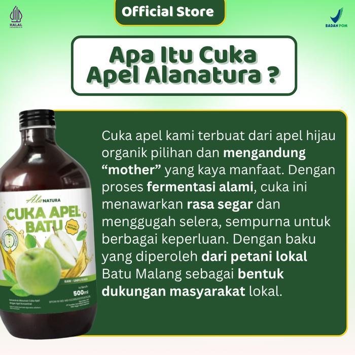 PAKET HEMAT 3 BOTOL - CUKA APEL BATU MALANG ORGANIK ALANATURA WITH MOTHER 500 ML/Botol - Membantu Me