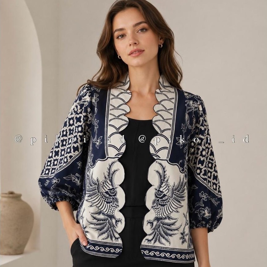 Cardigan Batik Katun Wanita / Luaran Batik Cewek Maroon Sobi / Outer Batik Kantor / Outer Hijab Gelo
