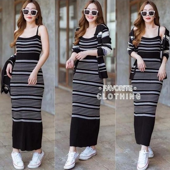 LIFESTYLE HCLL Dress Jemia + Cardi - Casual Dress - Dress Rajut Wanit Terbaru LIFESTYLE