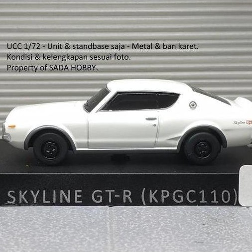 DIECAST UCC 1/72 NISSAN SKYLINE 2000GT-R KPGC110 KENMERI PUTIH CADATOYS