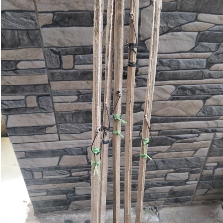 PAKET 5 PCS TAJUR ikan gabus lele terbuat dari bambu dan benang kuat