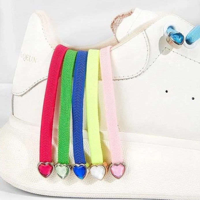 Tali Sepatu Elastis Lock Heart Diamond