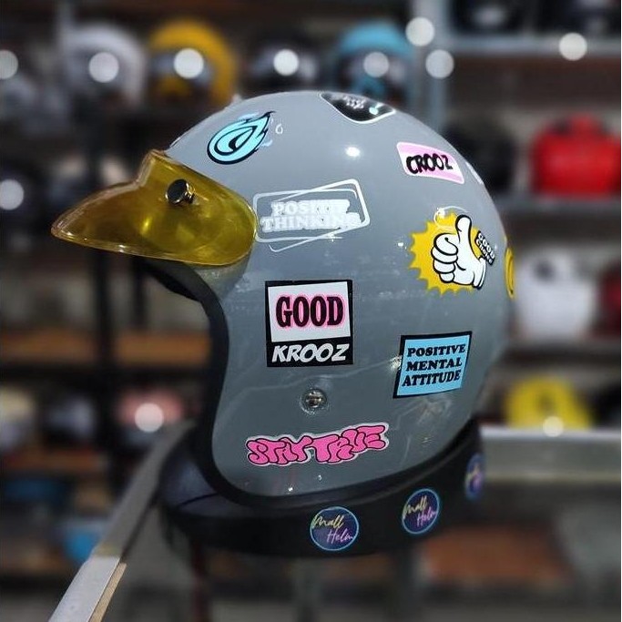 HELM BOGO RETRO RSIX R SIX R-SIX GUARDIA MOTIF PET TRANSPARAN