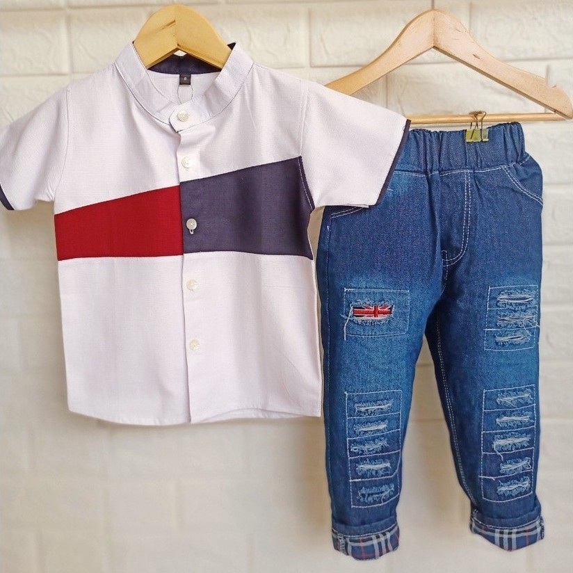 RAF SETELAN ANAK LAKI LAKI KEMEJA KATUN CELANA PANJANG ANAK JEANS 1-10 TAHUN BLSTK