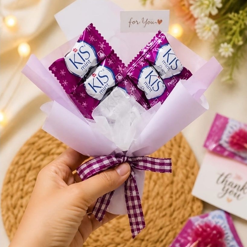 Buket Permen Mini / Buket permen kiss & Yupi / Gift Permen / Hadiah Buket