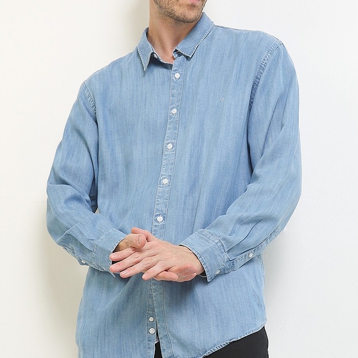 Ethan White Lengan Panjang Overshirt Comfort Denim Cole - Casual