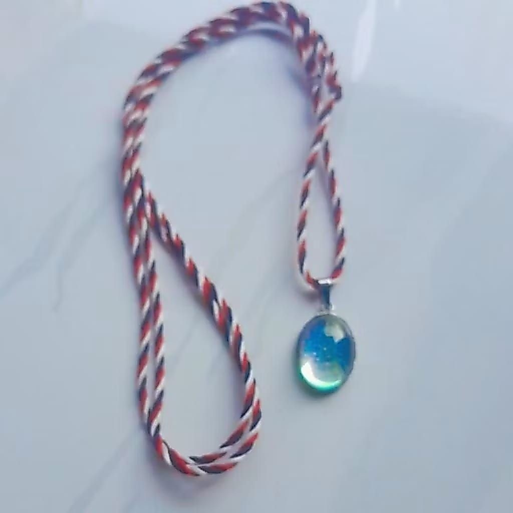 kalung liontin batu akik kalimaya pelangi india tali tridatu