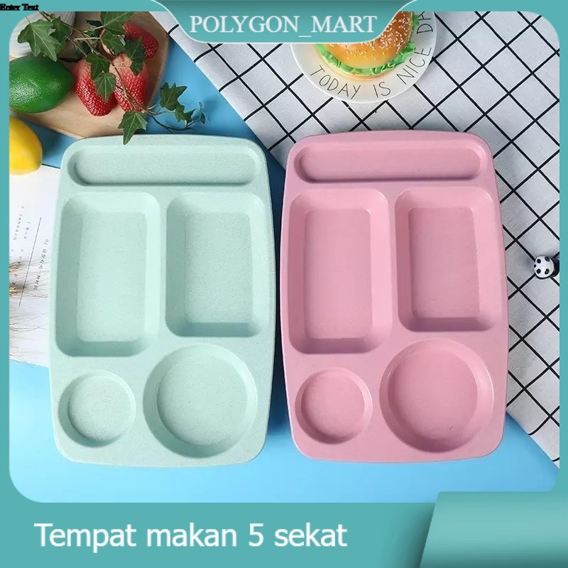 Piring Makan Anak Jerami Gandum 5 Sekat | Tempat Bekal Catering Pas