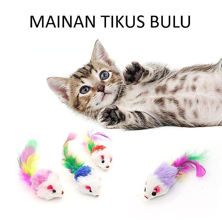 Mainan Tikus Bulu untuk Hewan Kucing Anjing Bunyi Bila Ditekan Bentuk Tikus Mainan Interaktif Hewan 
