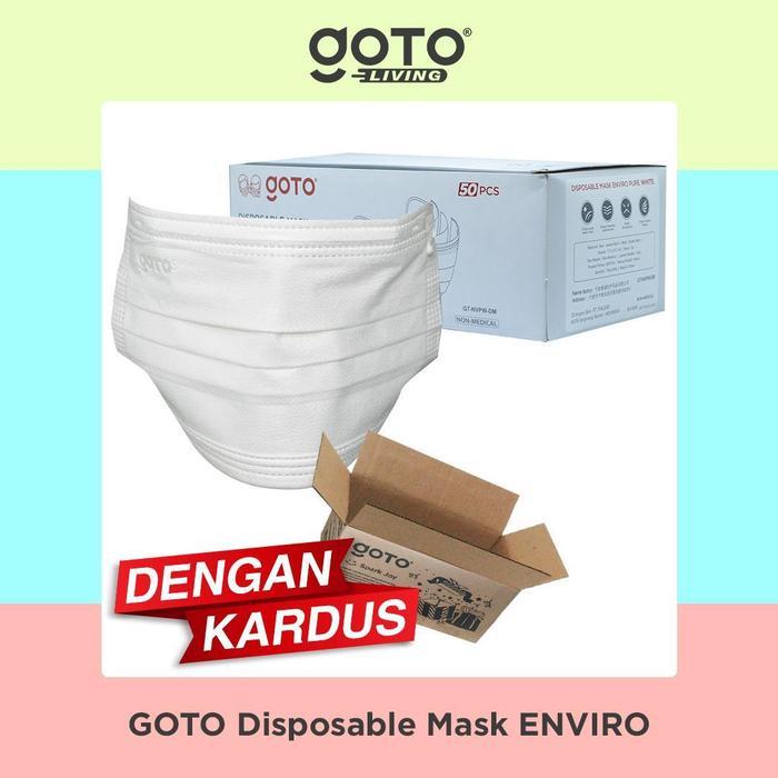 Goto [COD] Enviro Disposable Mask 3 Ply Facemask Masker Earloop 3Ply - 50 Pcs, Putih