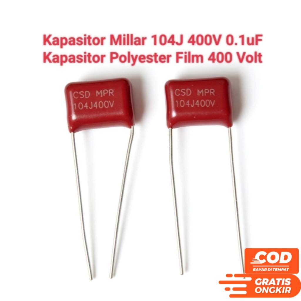 KAPASITOR MILLAR MILAR 104 UF 400 V 104J400V 104 MIKRO 400 VOLT