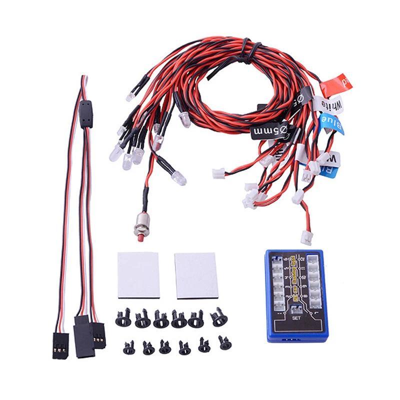 12 pcs LED Simulation Flashing Bright Light RC Model Lights Kit System for 1/10 1/8 RC Drift HSP TAM