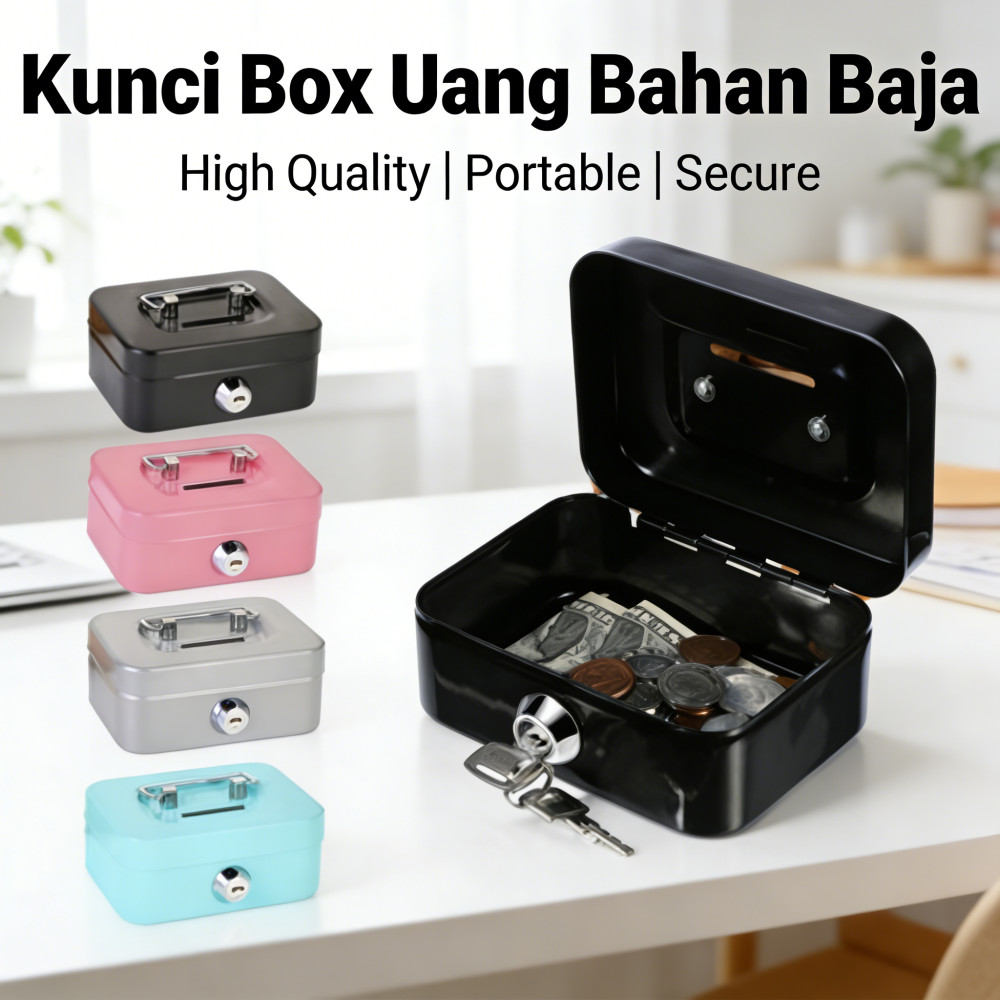 Kunci Box Uang Cash Portable Brangkas Money Box Brankas Penyimpanan Uang
