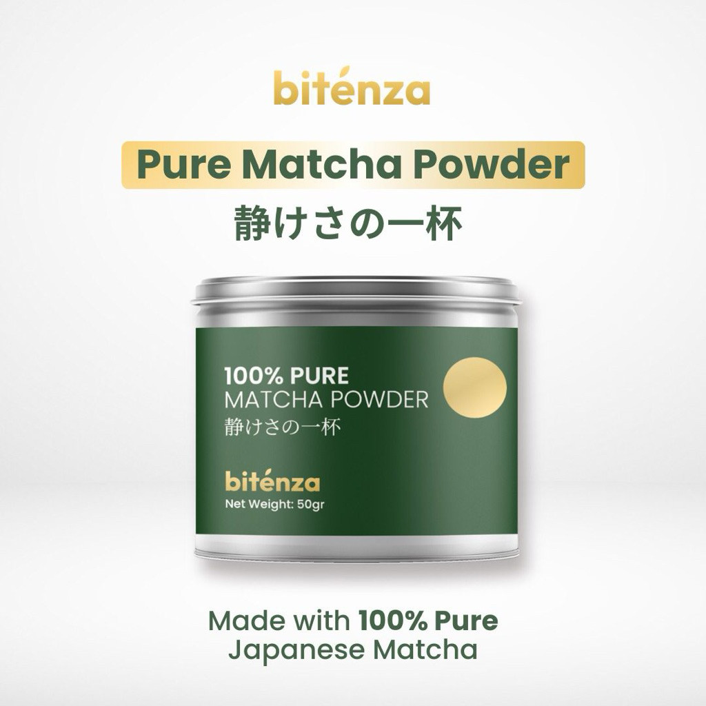 BITENZA Pure Matcha Powder Original Bitenza - Boosts Energy 100% Pure Matcha | Japanese Pure Matcha 