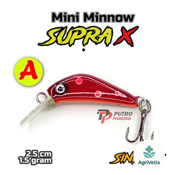 Lure Mini Minnow SUPRA X  Umpan Mahseer Hampala - A. Merah