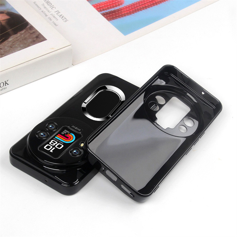 For Oukitel WP200 Pro Phone Case Soft Silicone Metal Ring Kickstand Bracket 360 Degree Rotation Car 