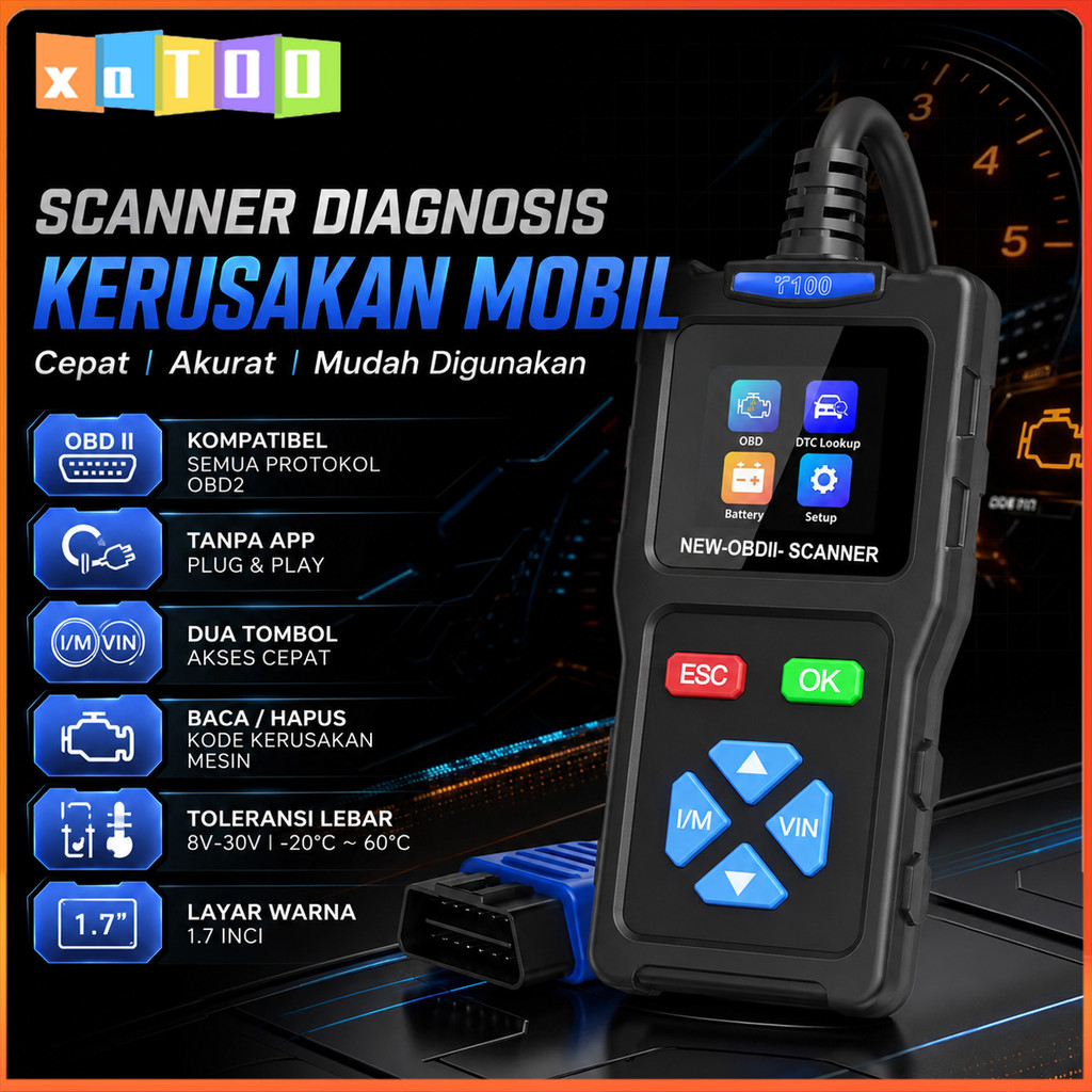 OBD2 Scanner Alat Diagnostik Mesin Trouble Code Reader/ T100 OBD 2 Mobil Scanner Universal Mesin Mob