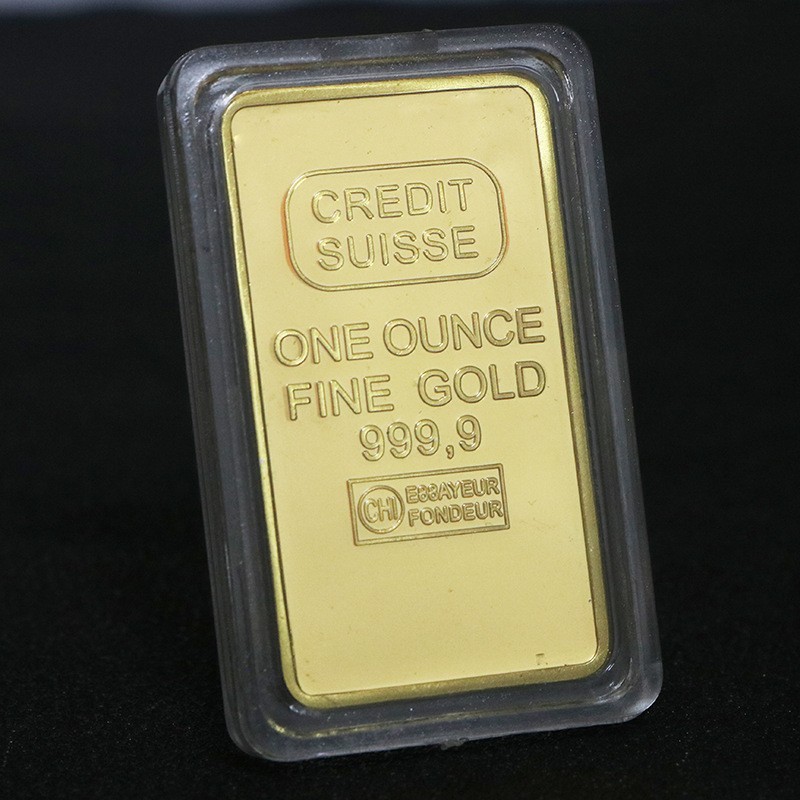 RF - Replika Logam Mulia Emas Batangan Persegi 100gr Credit Suisse Gold Bar Souvenir
