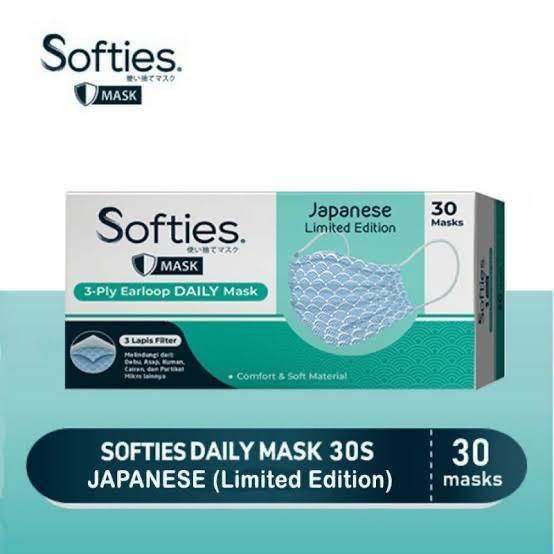 masker softies daily batik 3ply isi 30pcs - Polos