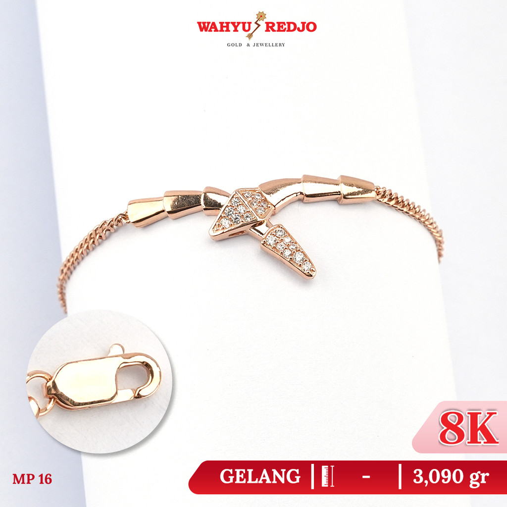 Gelang Fancy Ular Emas Kadar 8K Wahyu Redjo PMR