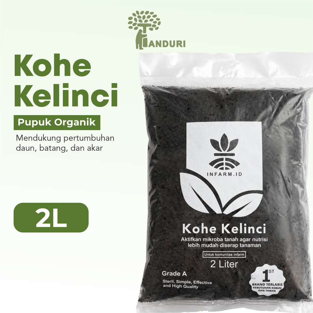 TANDURI - Pupuk Kandang Kohe Kelinci 2 Liter, Pupuk kandang Organik Kualitas Super Tidak Berbau