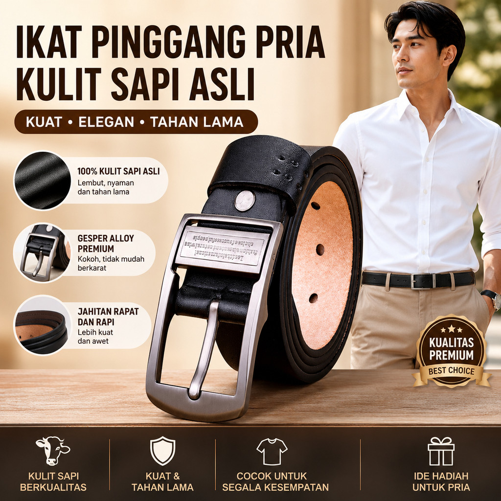 Sabuk Kulit Sapi Impor Italia [100% Sabuk Kulit Asli] Sabuk Pria / Sabuk Kulit Pria / Sabuk Kulit As