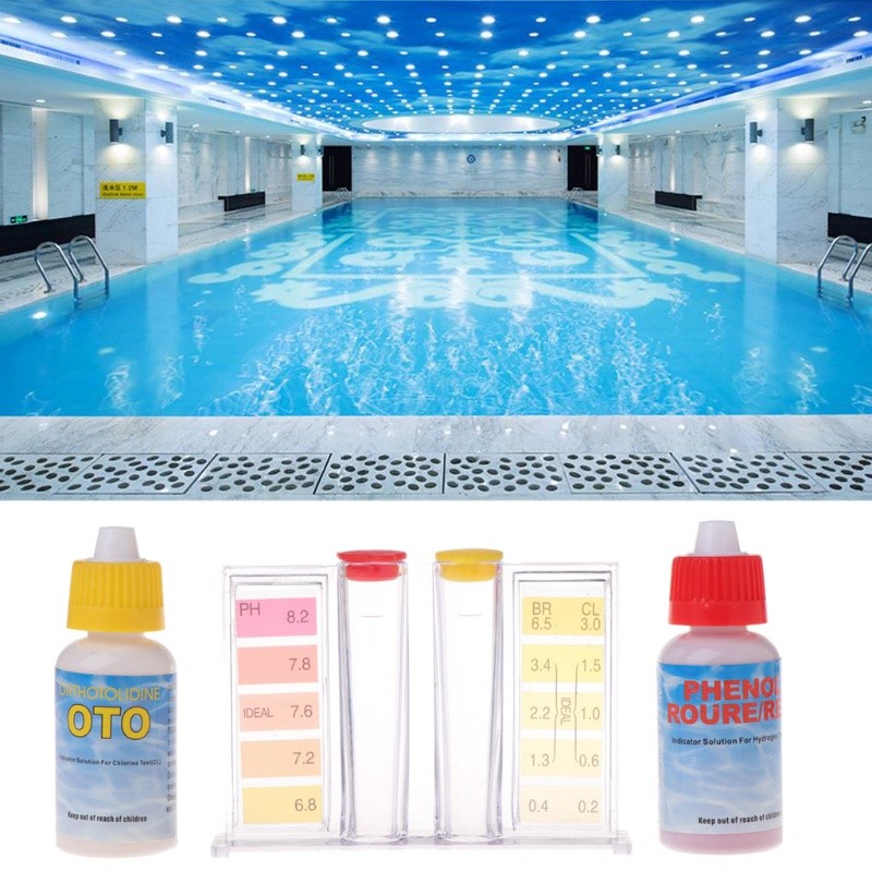 Test Kit Kolam Renang PH dan Chlorine 2 in 1 Alat Tes Kualitas Air OTO Fenol Merah Akurat