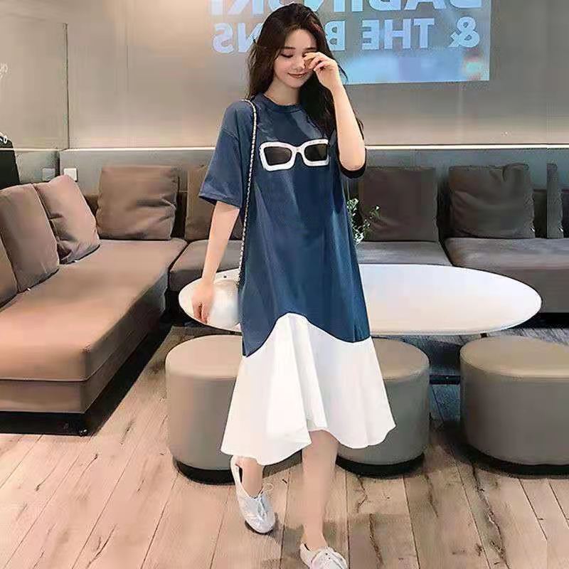 Dress Fashion Wanita Gemuk Potongan Irregular Kombinasi, Tampilan Menawan Cocok OOTD Harian & Foto