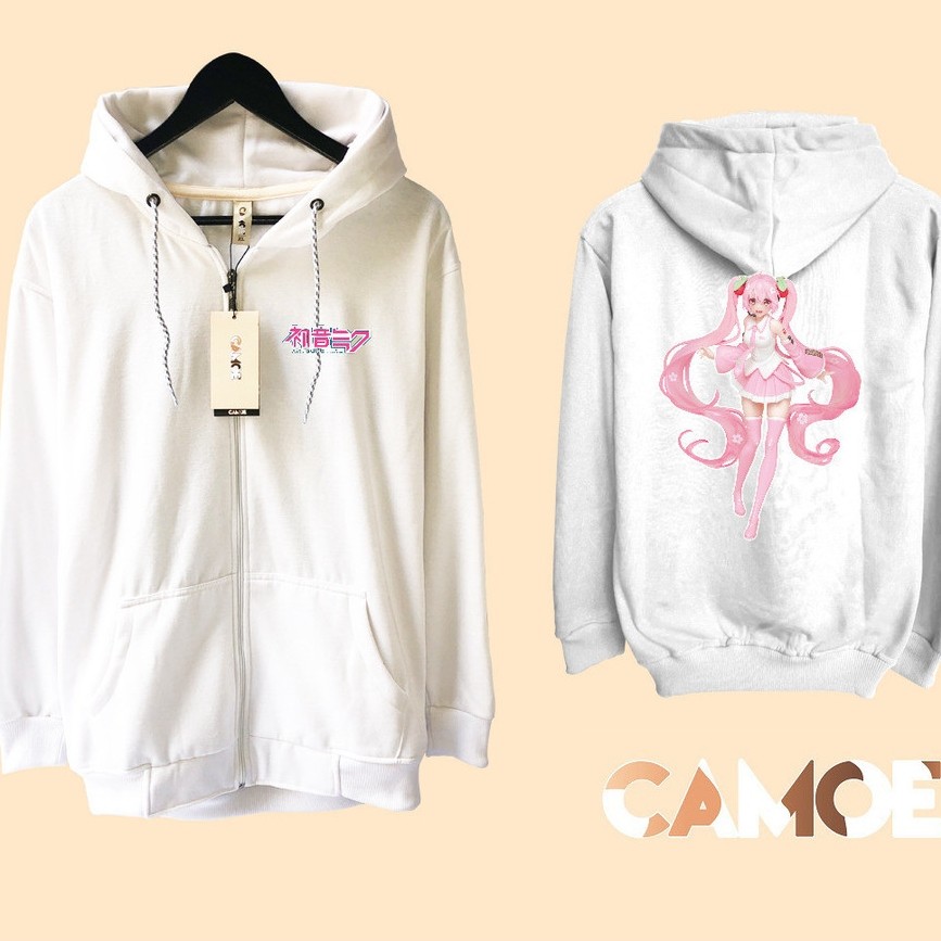 Jaket Hoodie Zipper Hatsune Miku pink Sakura Miku Vocaloid Anime