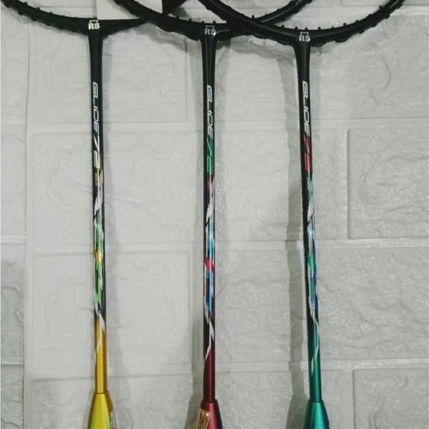 belviercinez Raket Badminton RS GLIDE 72 merah/gold/Jade +senar full set ORIGINAL Diskon