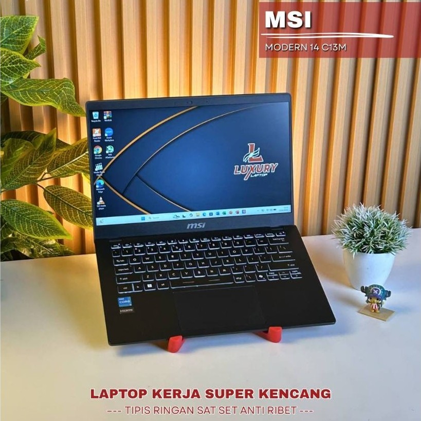 LAPTOP MSI MODERN 14 C13M SLIM CORE 13TH GEN CORE I3 RAM 8GB SSD 256GB BACKLIGHT SECOND