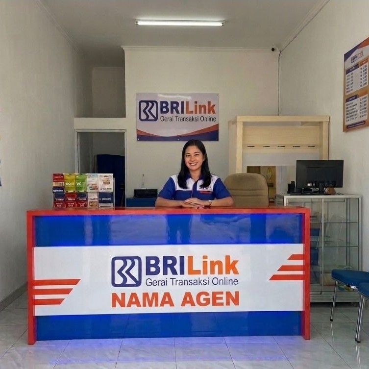 STIKER PRINTING MEJA KASIR AGEN BRI LINK