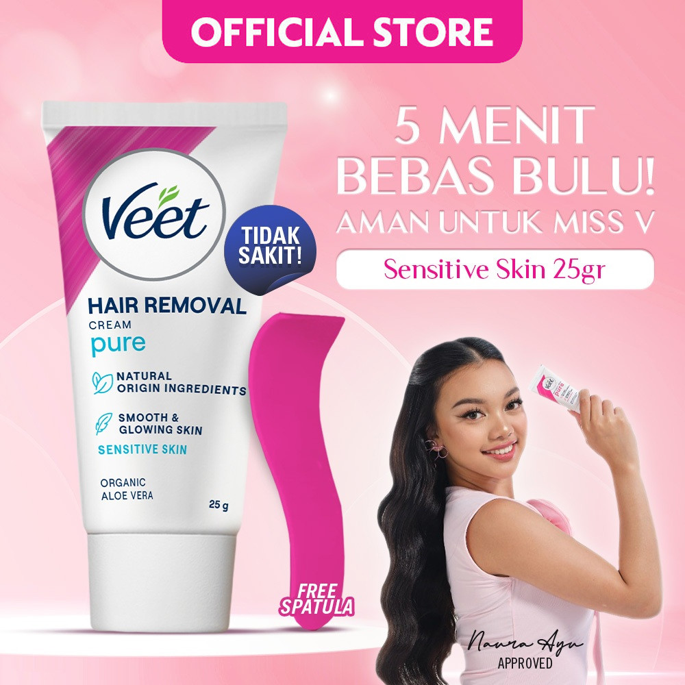 Veet Sensitive Pure Formula Skin Hair Removal Cream 25gr Krim Perontok Bulu