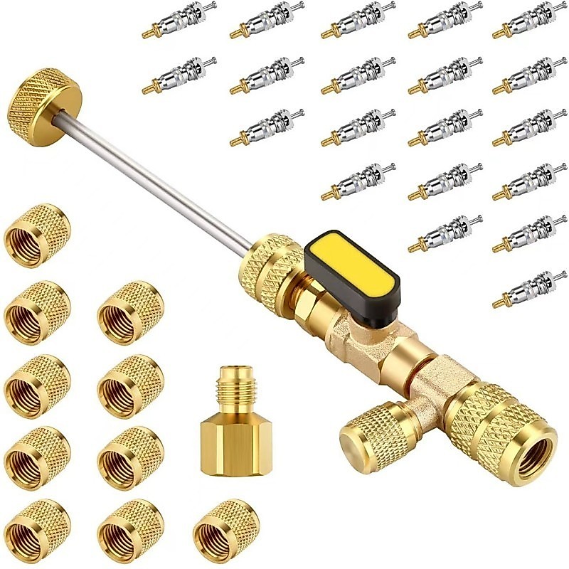 32Pcs Set Valve Core Removal Tool Freon Valve Core Remover Valve Core Installer Air Conditioning