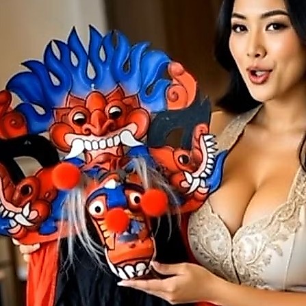 Mainan Barongan Kayu Anak Caplokan Naga Kemul Panjang Tradisional
