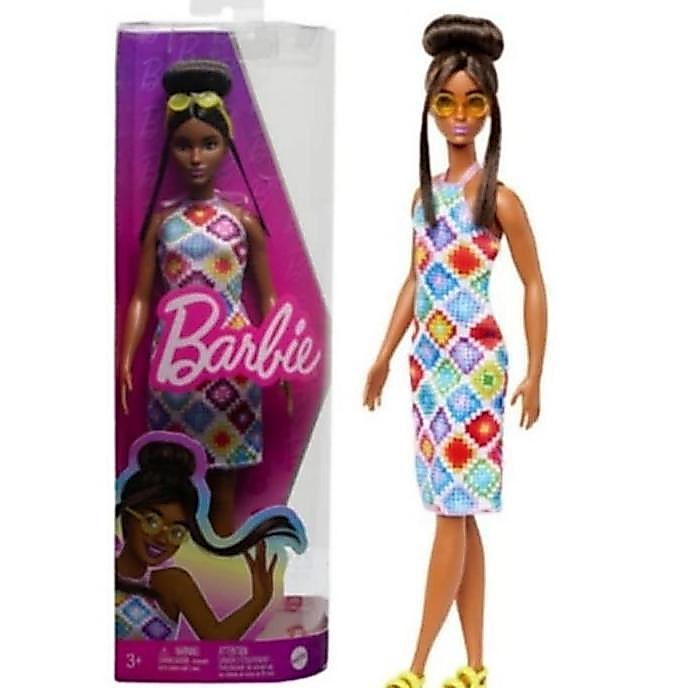 Boneka Barbie Fashionistas Brown Hair Pretty Slim Doll with Bun - Mainan Boneka Anak Perempuan