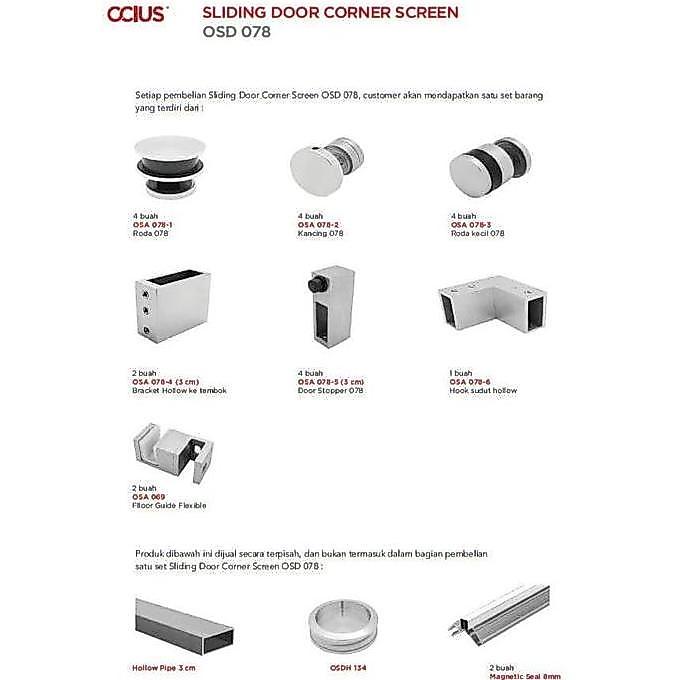 Sliding Corner Screen Accessory Set Pintu Sliding Shower Kamar Mandi